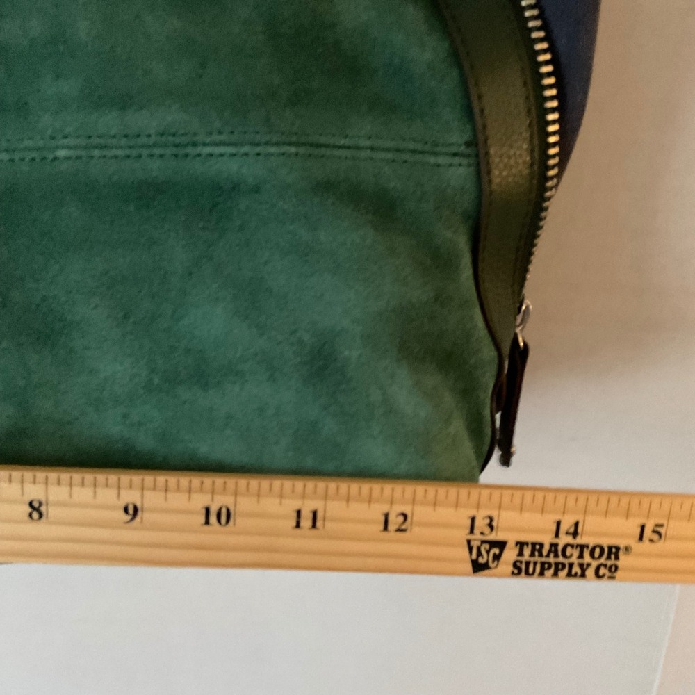 Tignanello Suede Colorblock Shopper Emerald Green Navy Side Zip  NEW - Picture 5 of 11